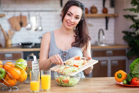 girl preparing a dish with proper nutrition
